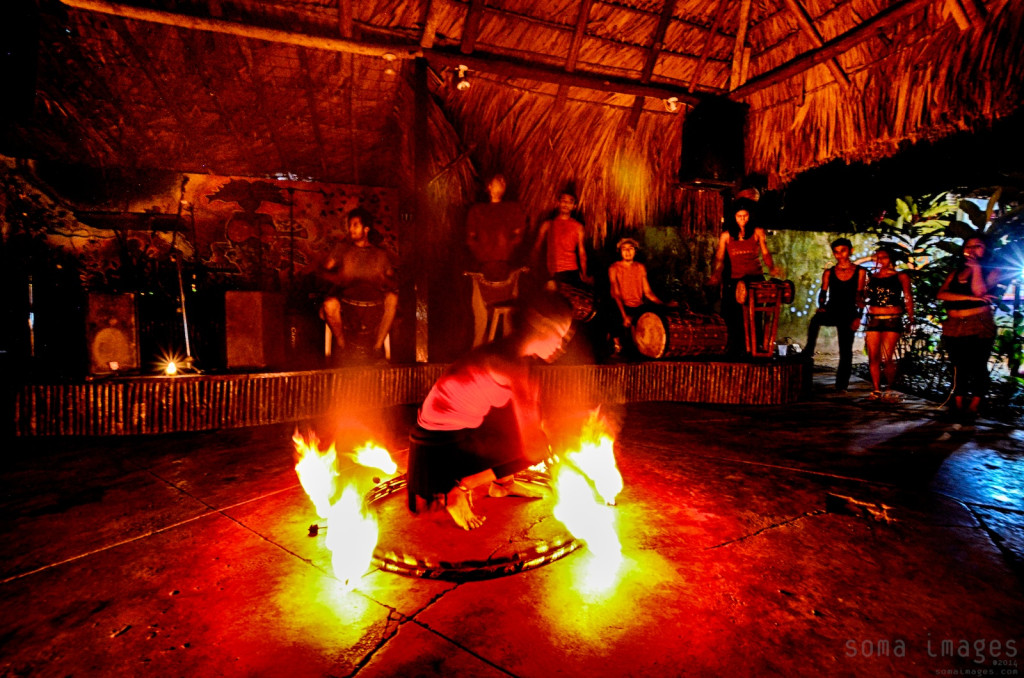 Fire dancer Palenque Performing Chiapas Mexico