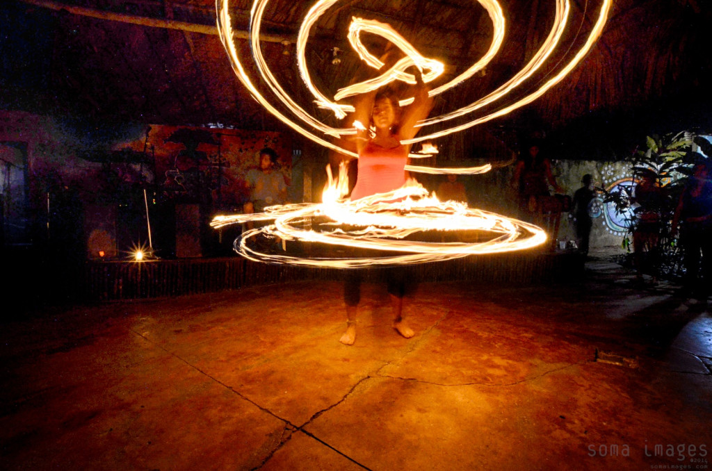 Fire dancer Palenque Performing Chiapas Mexico