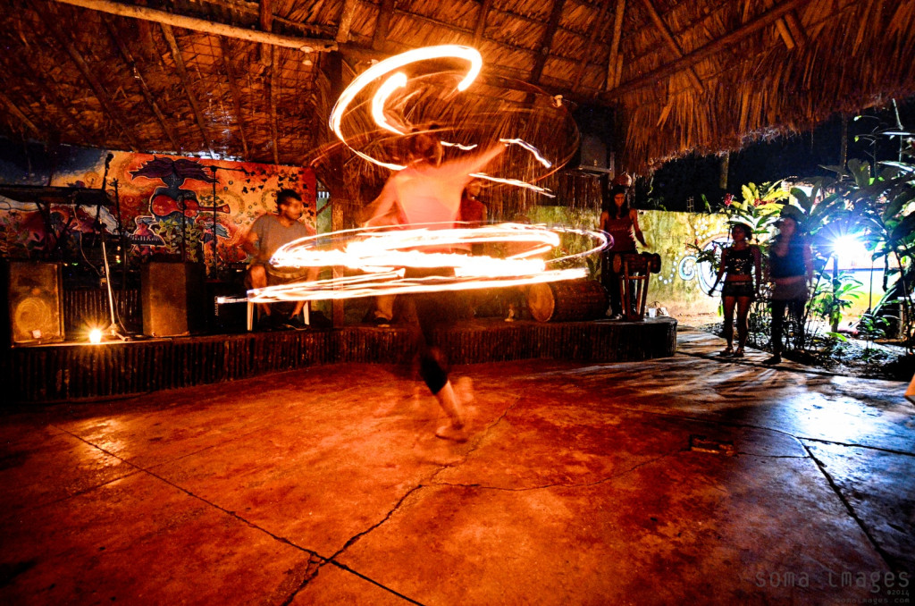 Fire dancer Palenque Performing Chiapas Mexico