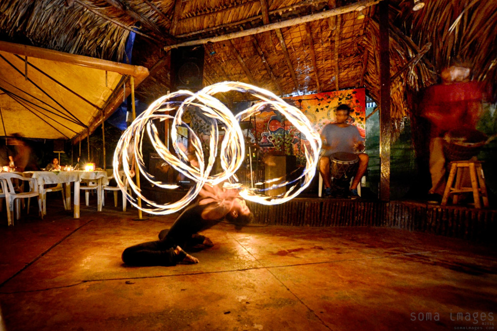 Fire dancer Palenque Performing Chiapas Mexico