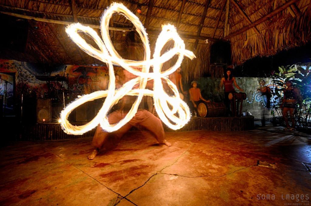Fire dancer Palenque Performing Chiapas Mexico