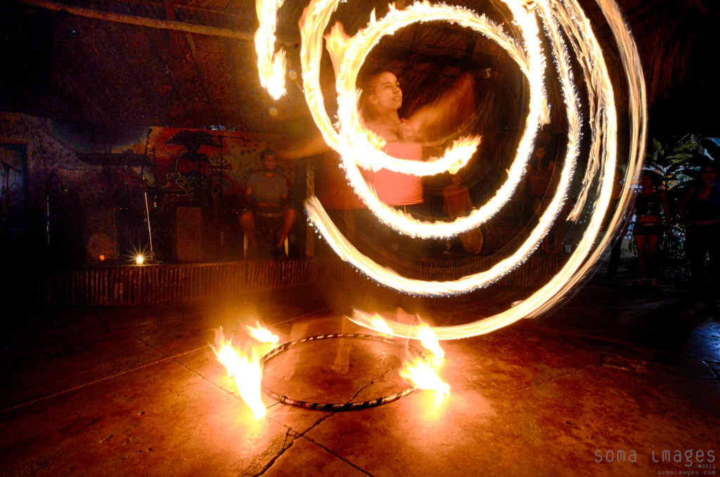 Fire dancer Palenque Performing Chiapas Mexico