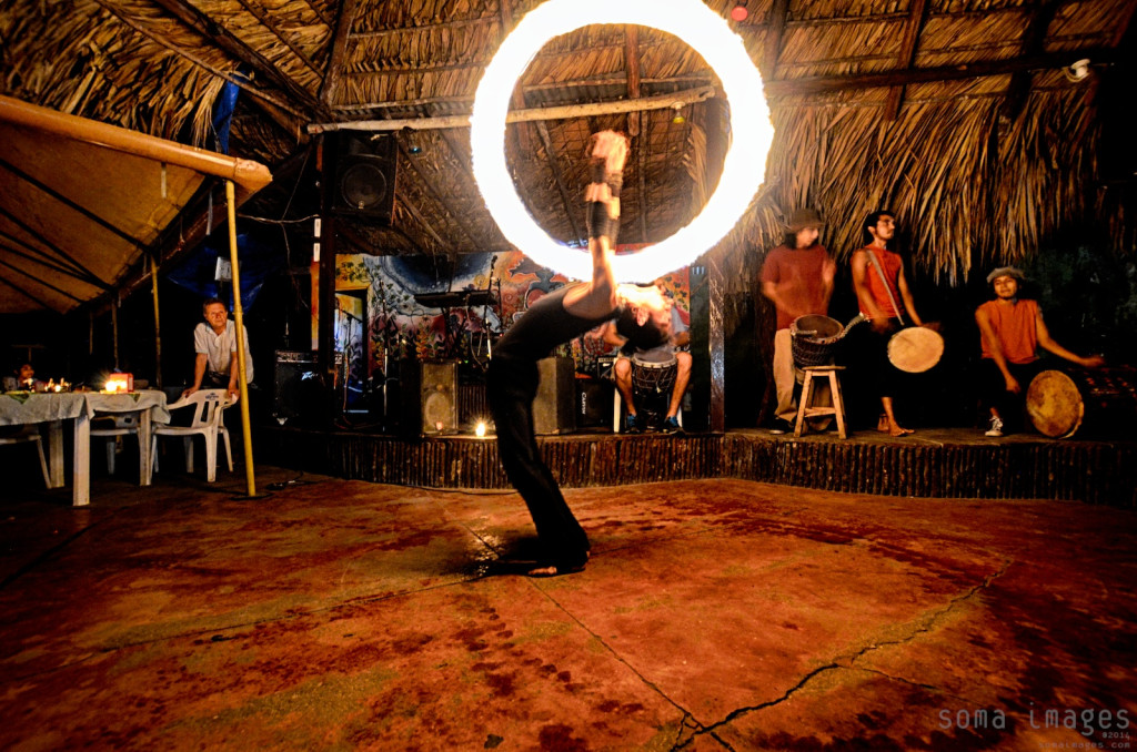 Fire dancer Palenque Performing Chiapas Mexico