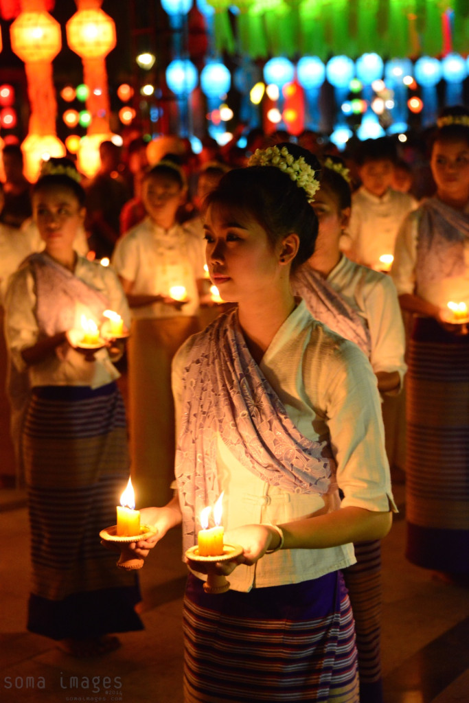 Candle bearers, Loy Krathong 2014 Chiang Mai, Thailand