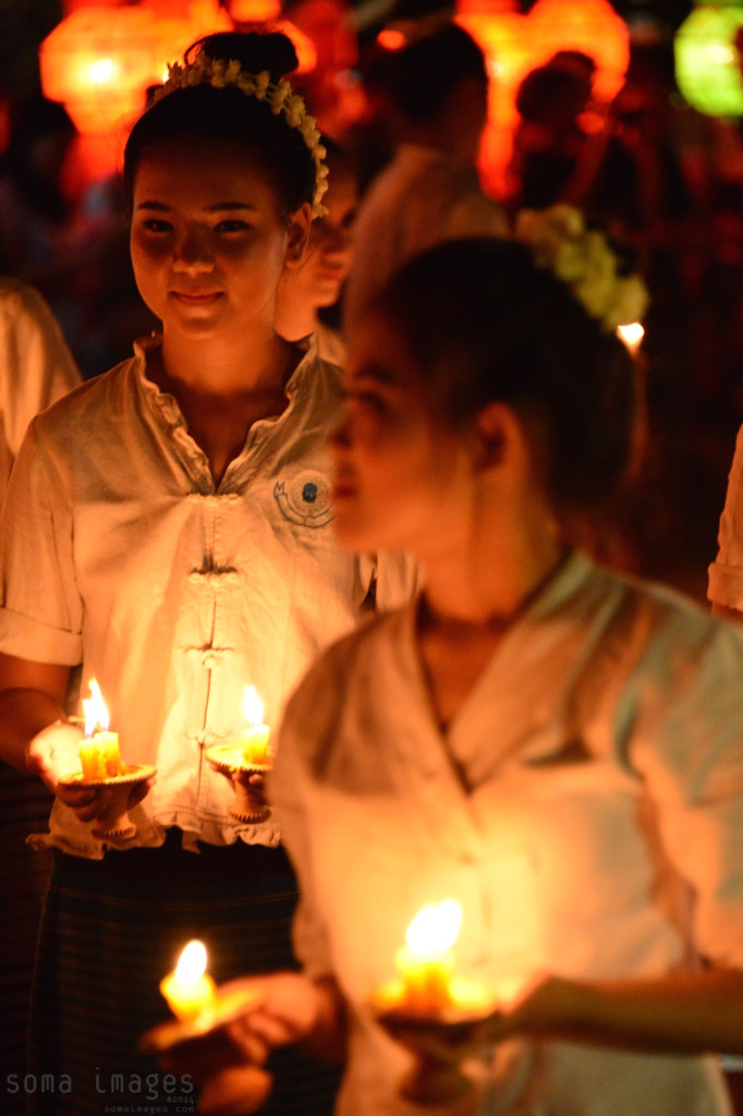 Candle bearers, Loy Krathong 2014 Chiang Mai, Thailand