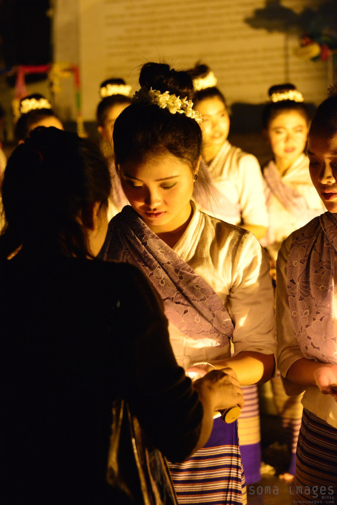 Candle bearers, Loy Krathong 2014 Chiang Mai, Thailand